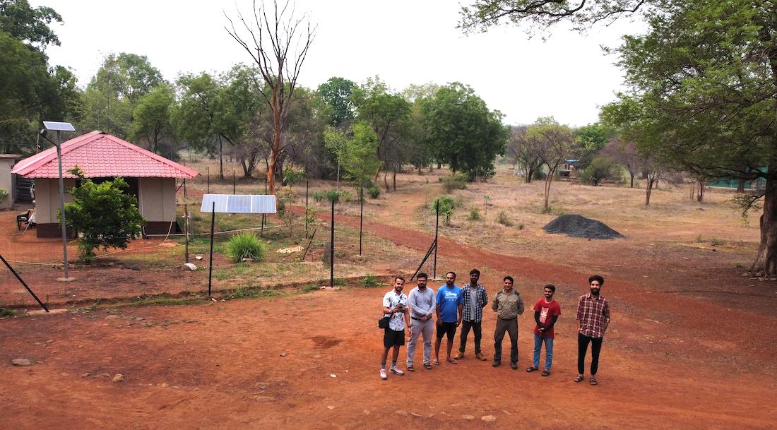 BNHS scientists in front of their research base in the Tadoba Andhari Tiger Reserve